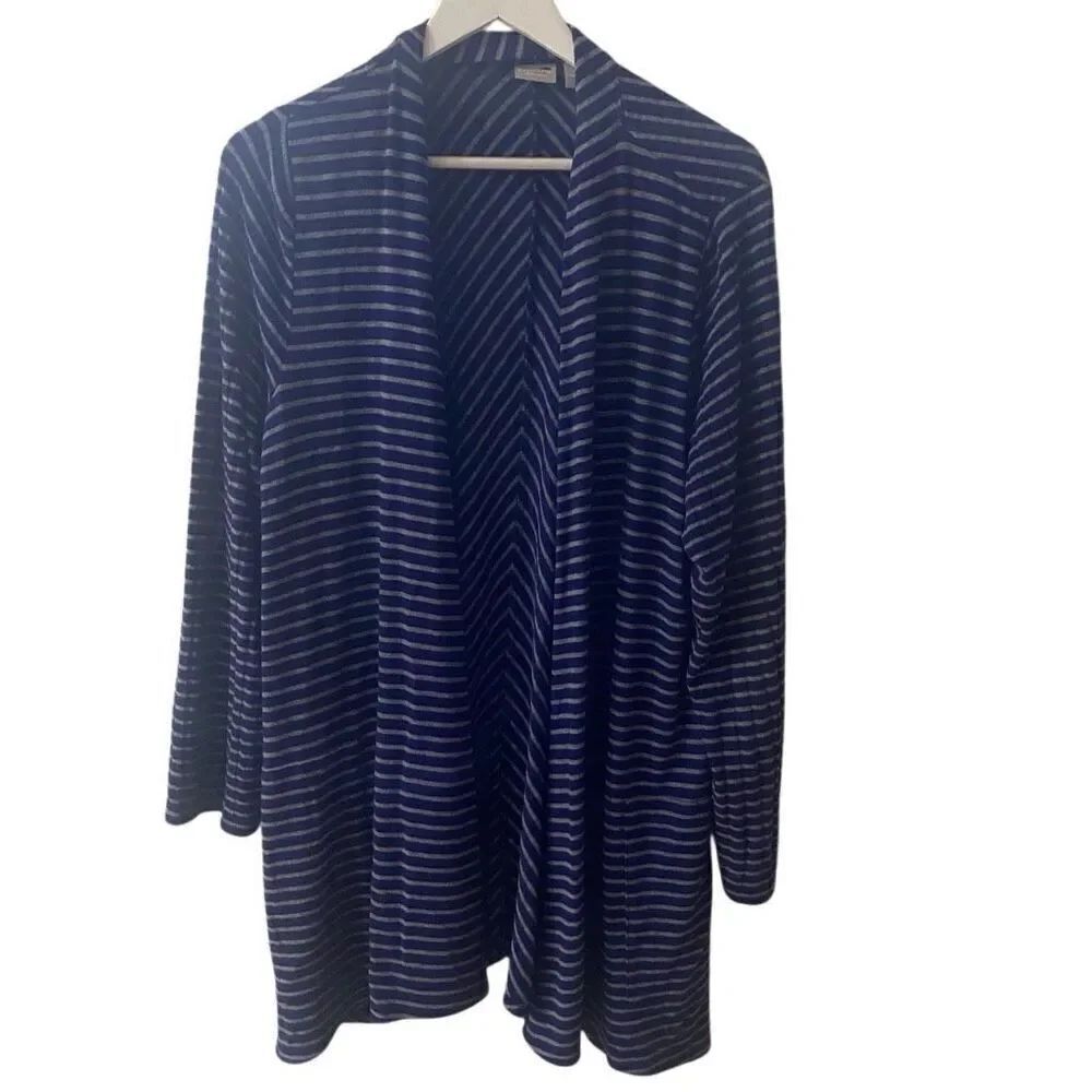 Chicos x energy long sleeve cardigan striped ribbed size 12/14